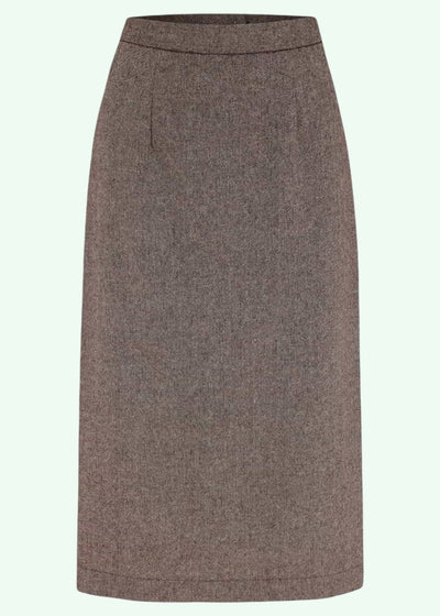 Ingrid pencilnederdel i brun uldbanding nederdel Weekend Doll 