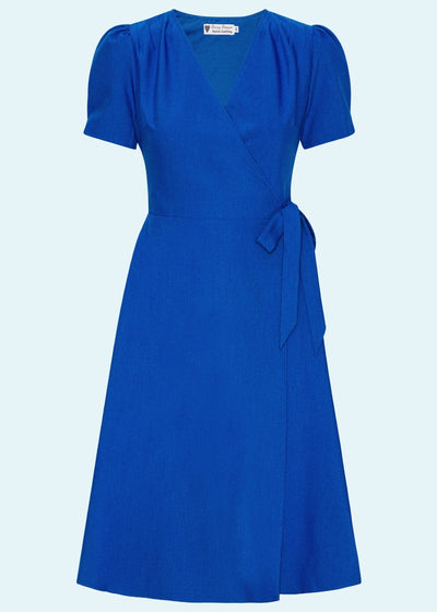 Jane slå-om kjole i koboltblå tøj Daisy Dapper 