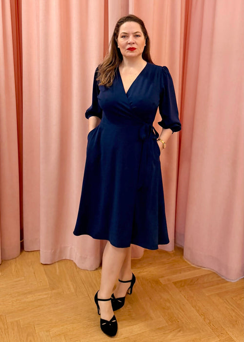 Jane wrap dress 3/4 sleeve - navy