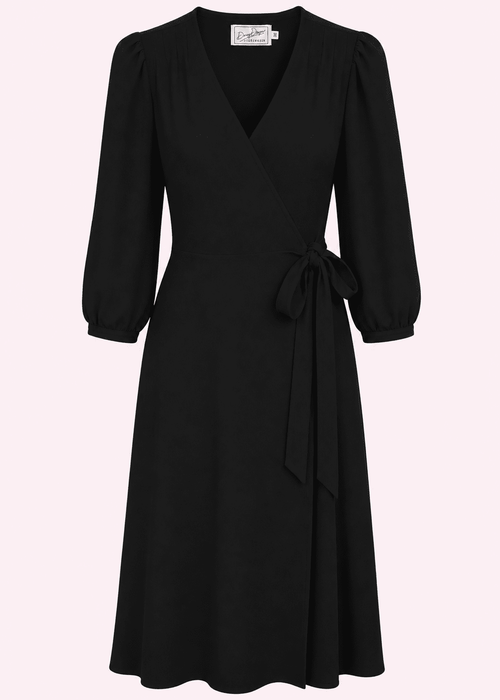 Jane wrap dress 3/4 sleeve - black