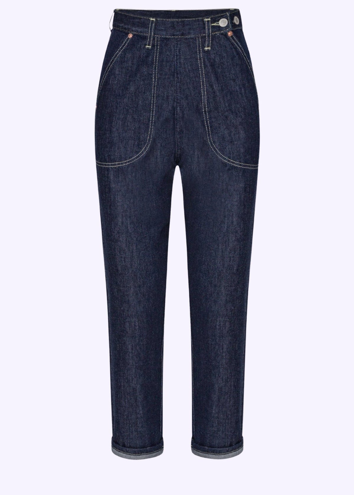 closed pedal pusher heritage fit high waist Pedal-Pusher jeans in high-waisted 50s look from Freddies of Pinewood