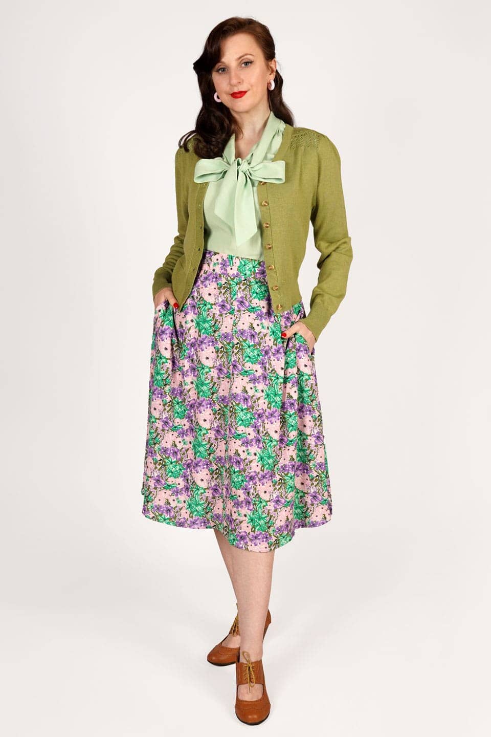 Joan A-line nederdel i 'Spring Garden' Nederdel Weekend Doll 