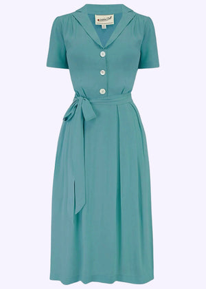 Katherine skjortekjole i teal skjortekjole Weekend Doll 