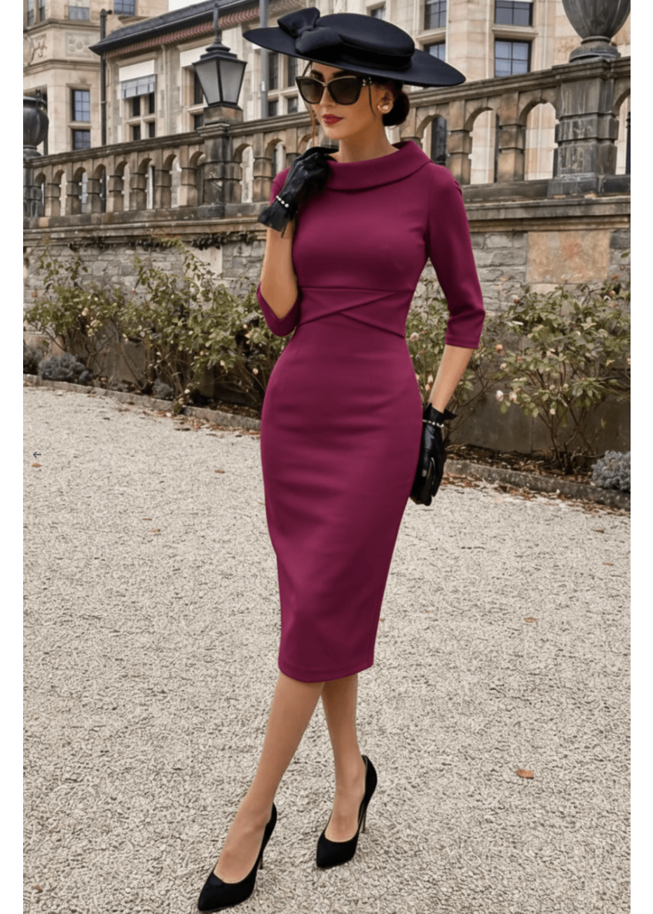 Kennedy pencil kjole - mørk lilla pencil kjole Pretty Dress Company 