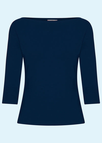 Klassisk boatneck top deluxe i navy Very Cherry 