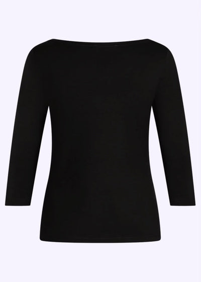 Klassisk boatneck top deluxe i sort Very Cherry 