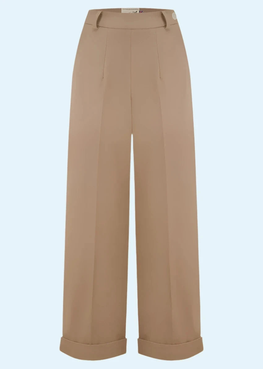 Klassiske højtaljede bukser i beige bukser Weekend Doll 