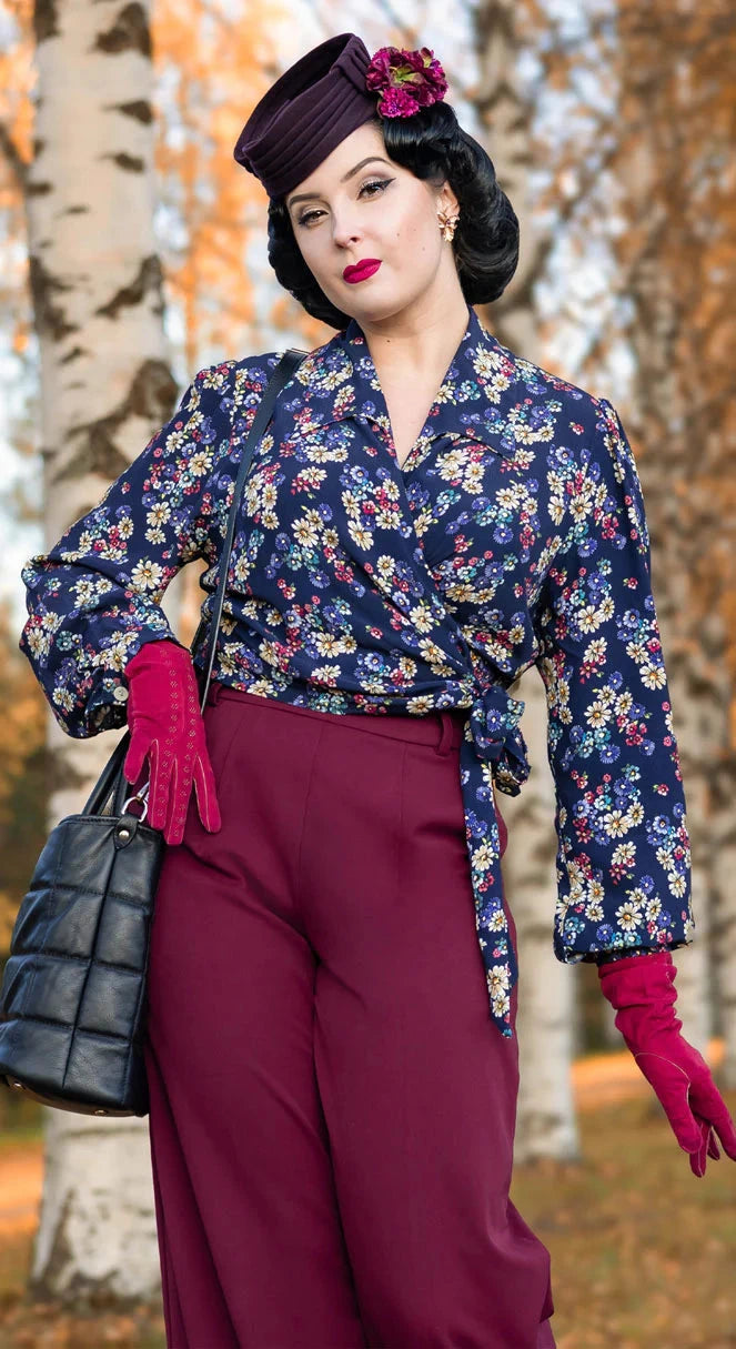 Klassiske højtaljede bukser i bordeaux bukser Weekend Doll 