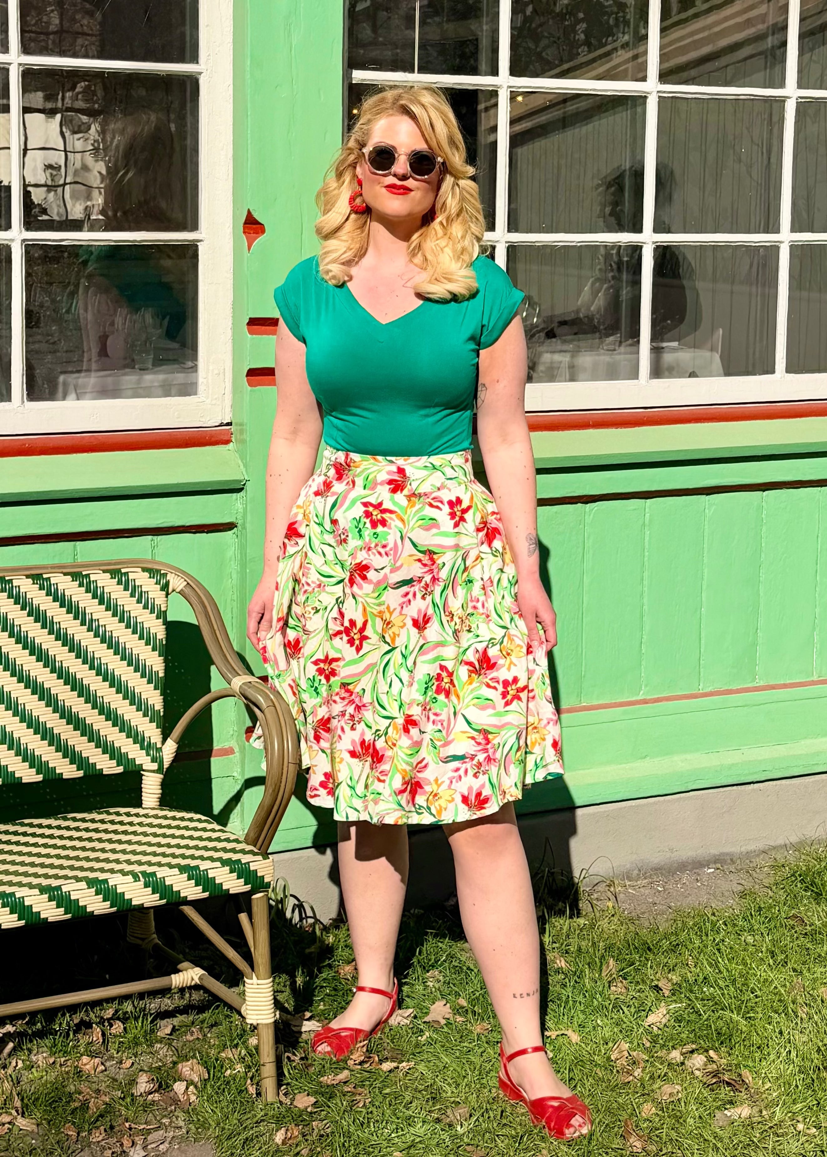 Kortærmet vendbar boatneck top - grøn jersey top Daisy Dapper 