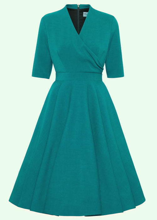 Leyla swing dress with faux wrap - berry