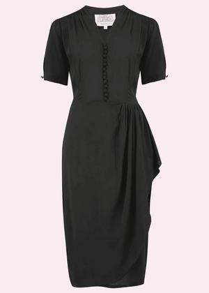 Simple vintage style 1940s dress in navy blue Simple vintage style 1940s dress in navy blue