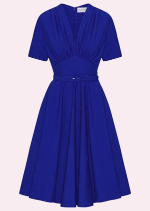 Marilyn swingkjole i kongeblå med korte ærmer Kjoler Daisy Dapper 