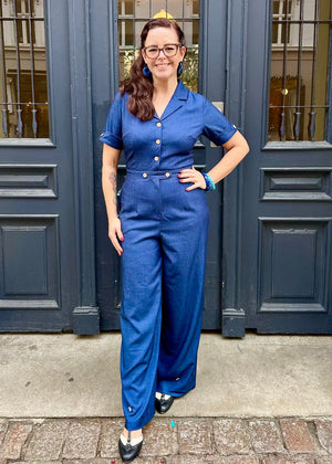 Maxine buksedragt med korte ærmer - denimlook buksedragt Daisy Dapper 