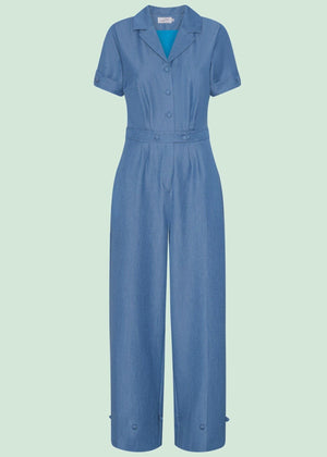 Maxine buksedragt med korte ærmer i denim blå buksedragter Daisy Dapper 
