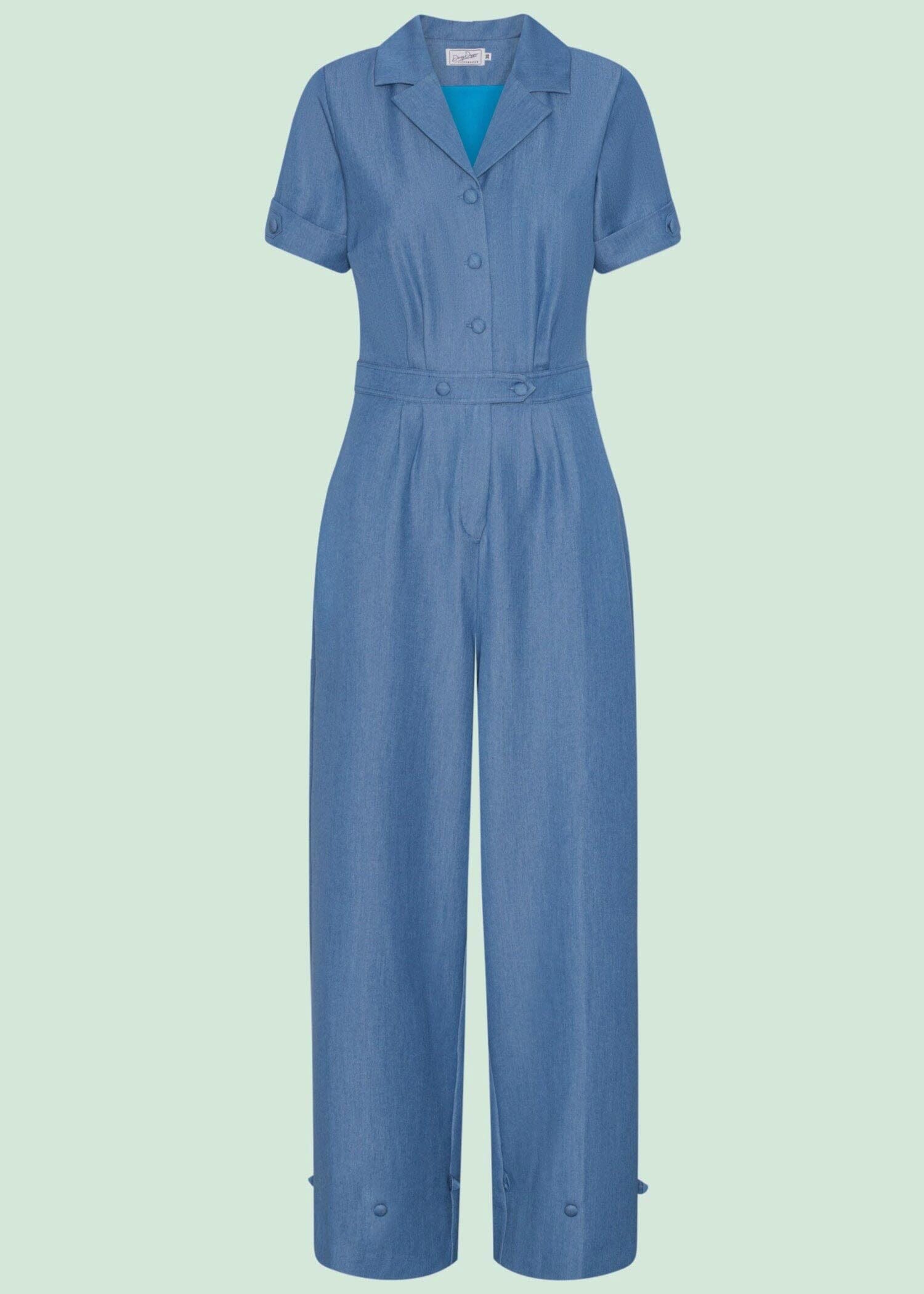 Maxine buksedragt med korte ærmer i denim blå buksedragter Daisy Dapper 