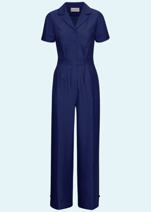 Maxine buksedragt med korte ærmer i navy toej Daisy Dapper 