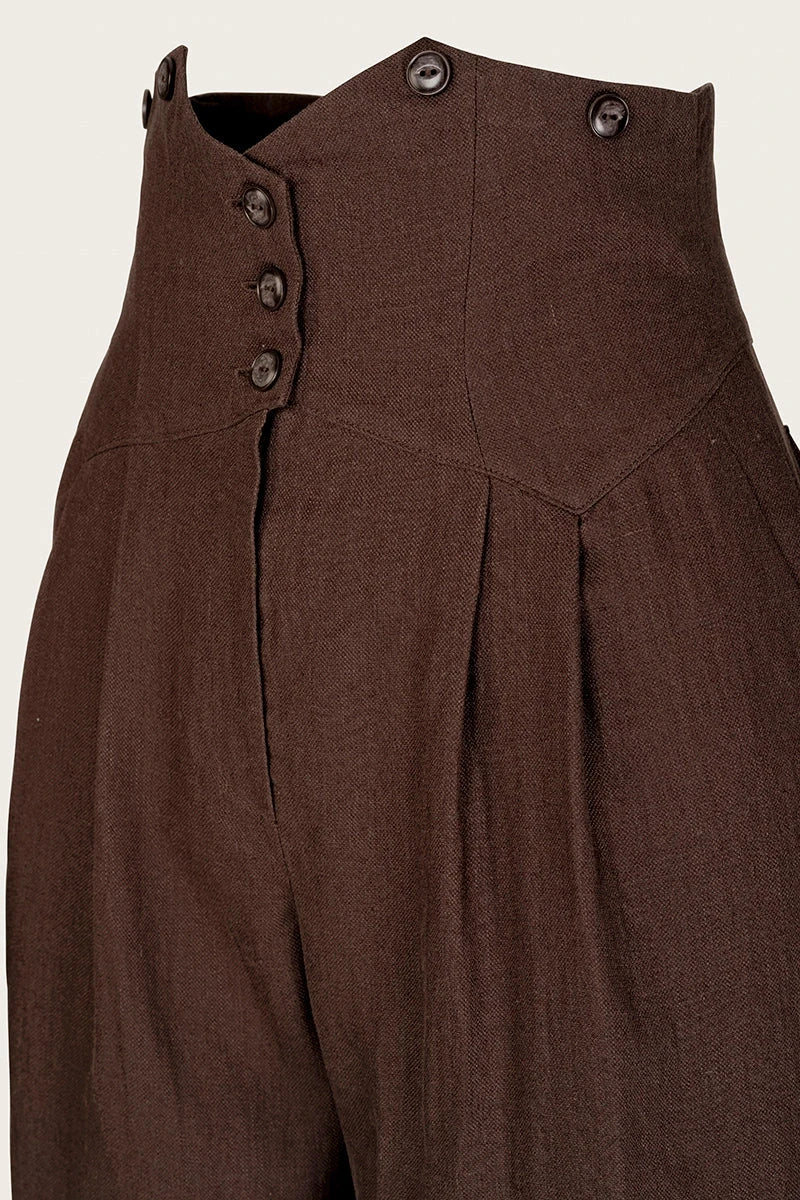 Miss Fancy Pants Slacks i brun hør bukser Emmy Design 