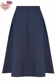 Monroe A-line nederdel i indigo blå denim aline nederdel Weekend Doll 