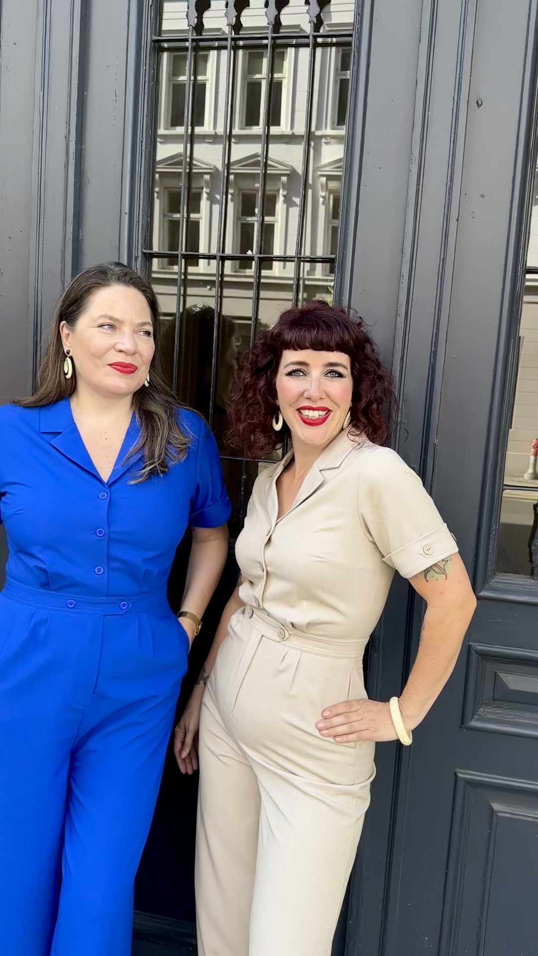 Daisy Dapper vintage style jumpsuit in cobalt blue