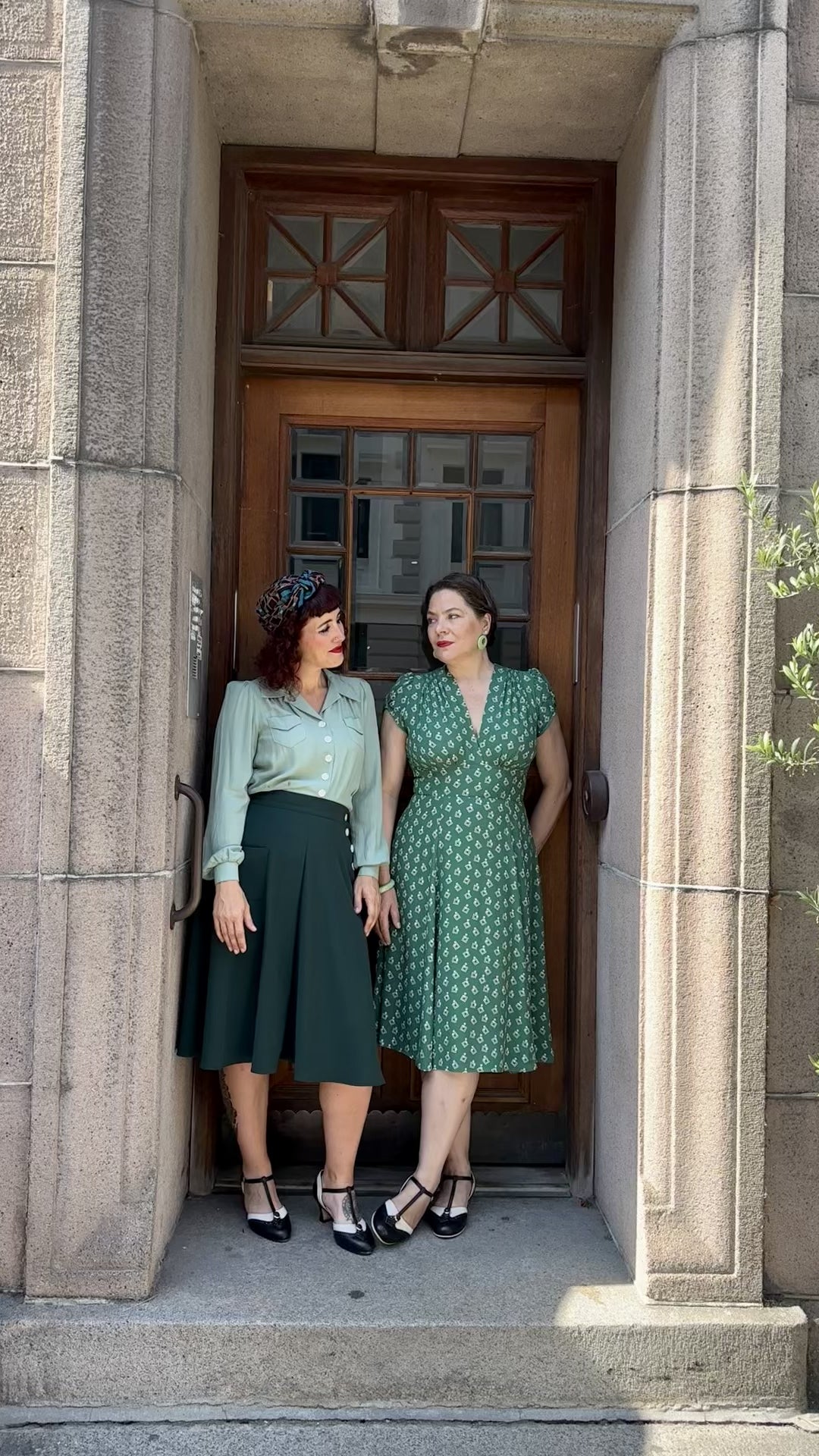 Vintage style A-line skirt in bottle green from House Of Foxy