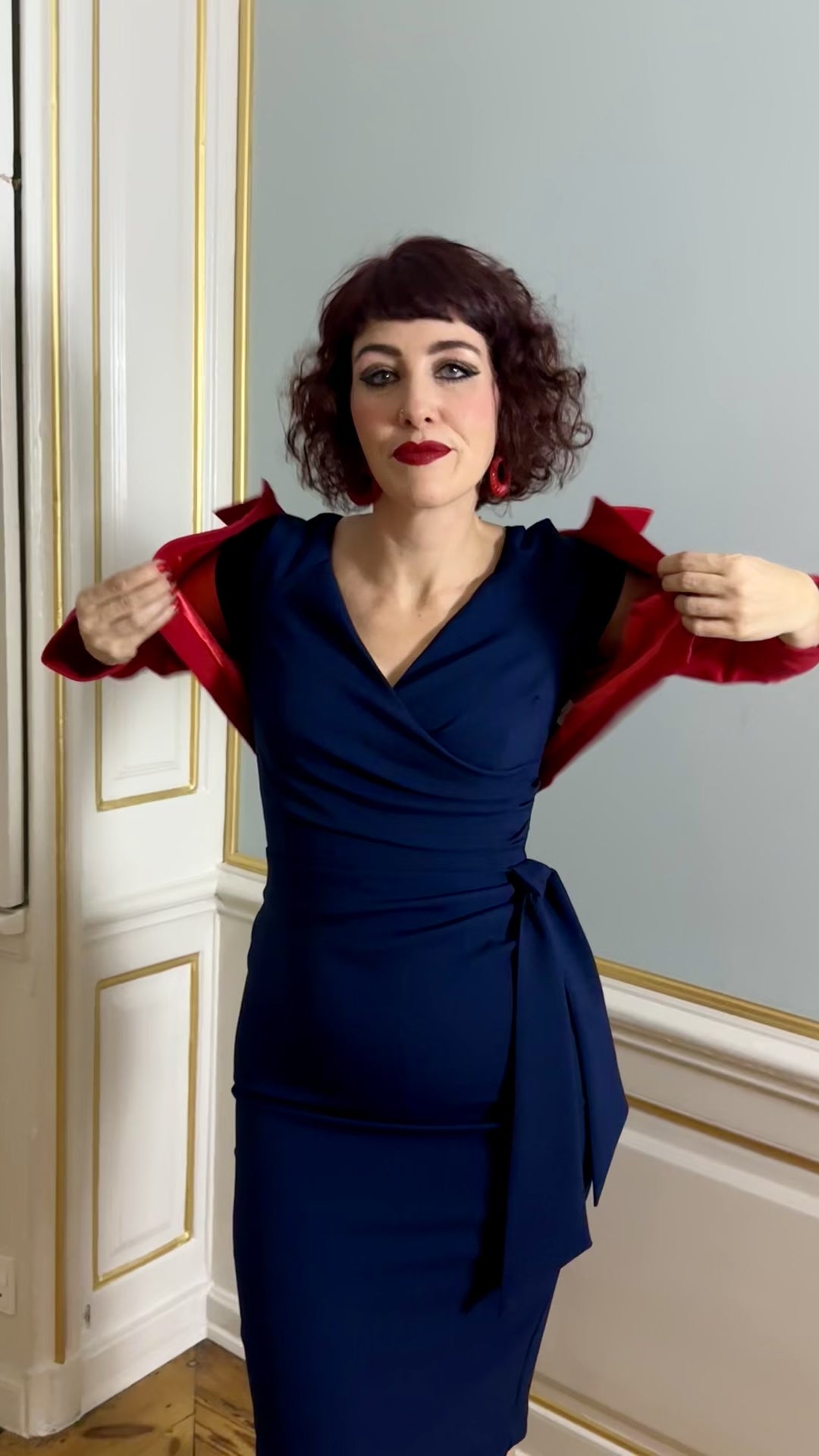 sachin and babi light blue dress Bolero jacket in red from Daisy Dapper