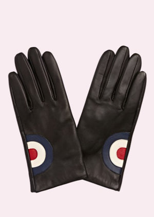 Retro handsker i sort læder med skydeskive Accessories Mabel Sheppard 