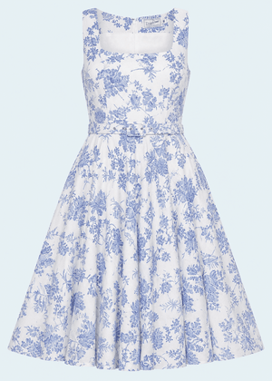 Rosie swingkjole med brede stropper - hvid med blomster swing kjole Daisy Dapper 
