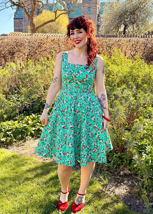 Rosie swing dress with wide straps - mint bloom