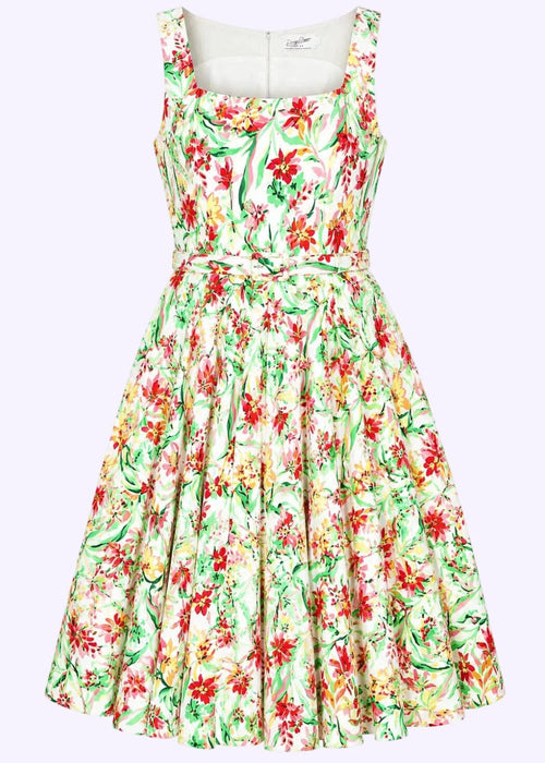 Rosie swing dress with wide straps - multi floral