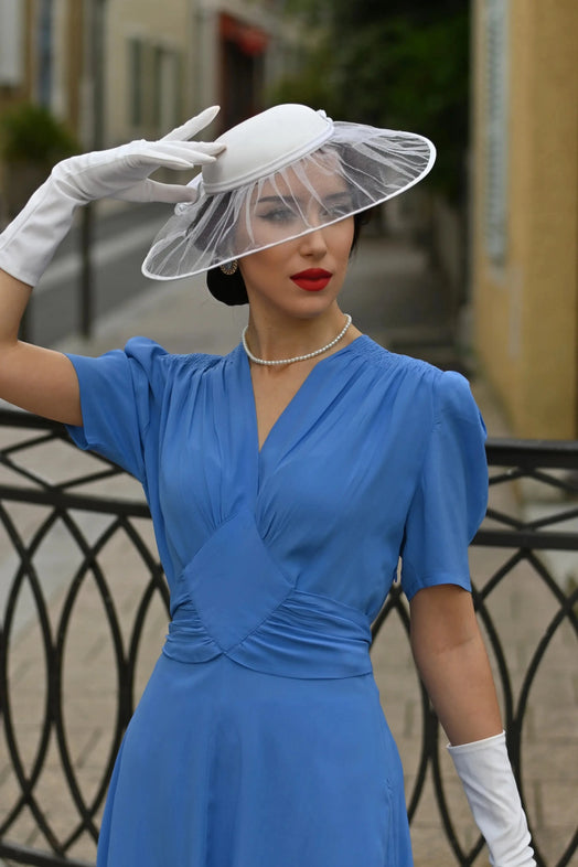 Ruby A-line kjole i Palace Blue aline kjole Seamstress Of Bloomsbury 