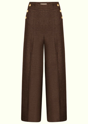 Sally højtaljede bukser med knapper - brun bukser Daisy Dapper 