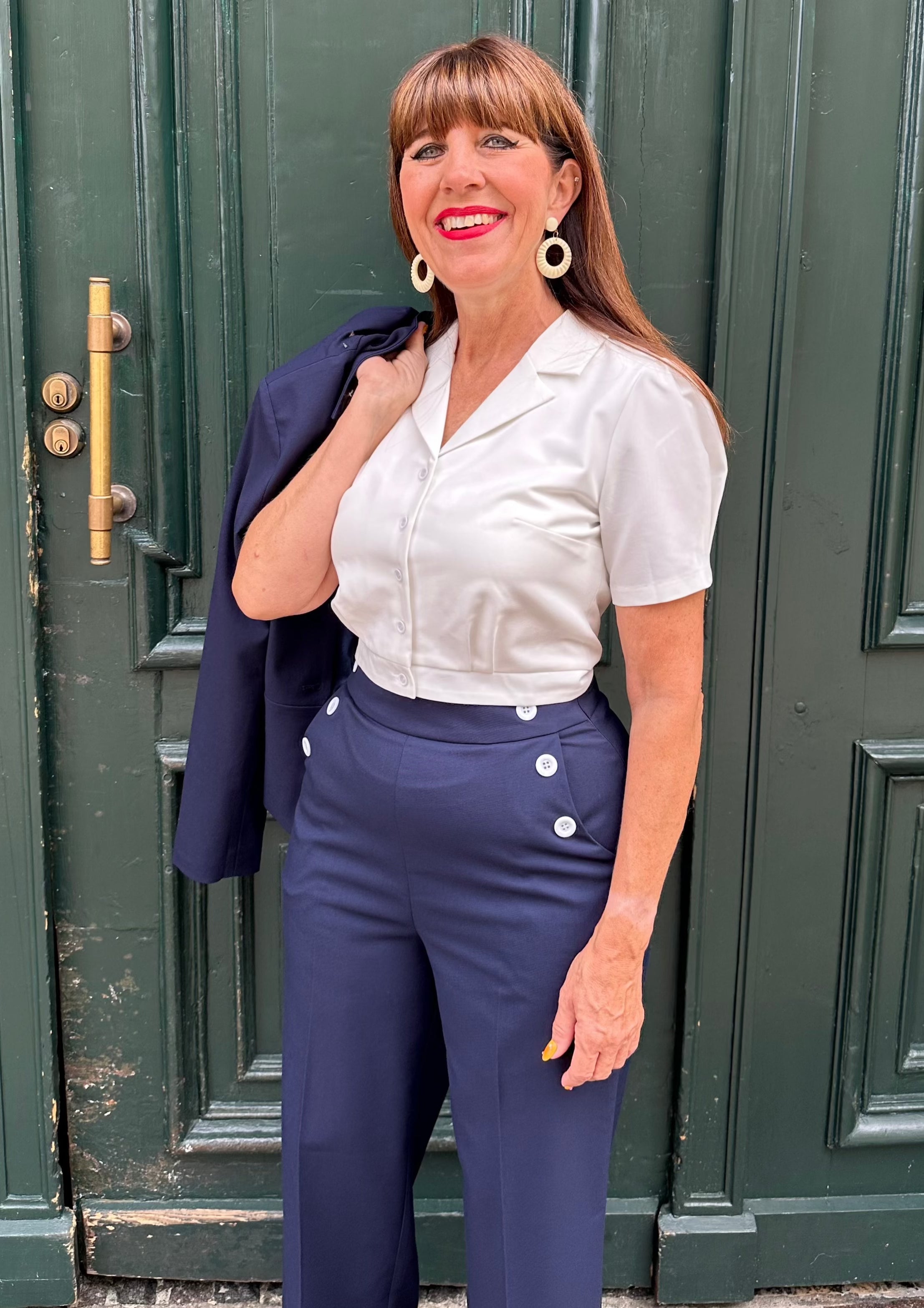 Sally højtaljede sailor bukser i navy blå bukser Daisy Dapper 