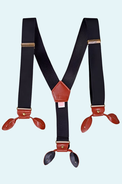 Sassy Suspenders i sort og cognac - vegansk tøj Emmy Design 