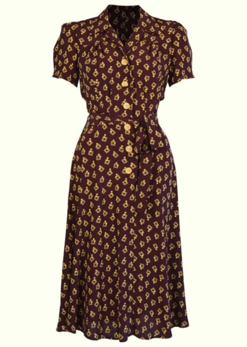 Emmy /1940's Dress / Vintage newest Dress / Retro Dress / New Vintage Dress / Handmade Vintage Dress / Shirt Dress / Brown Cotton Dresses for women