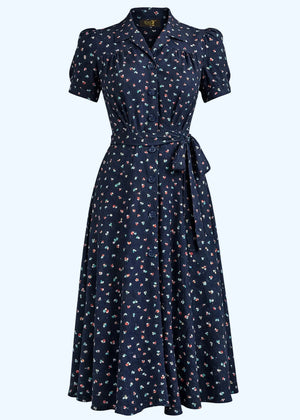 Skjortekjole i 1940'er stil - Ocean Pearl skjortekjole House of Foxy 