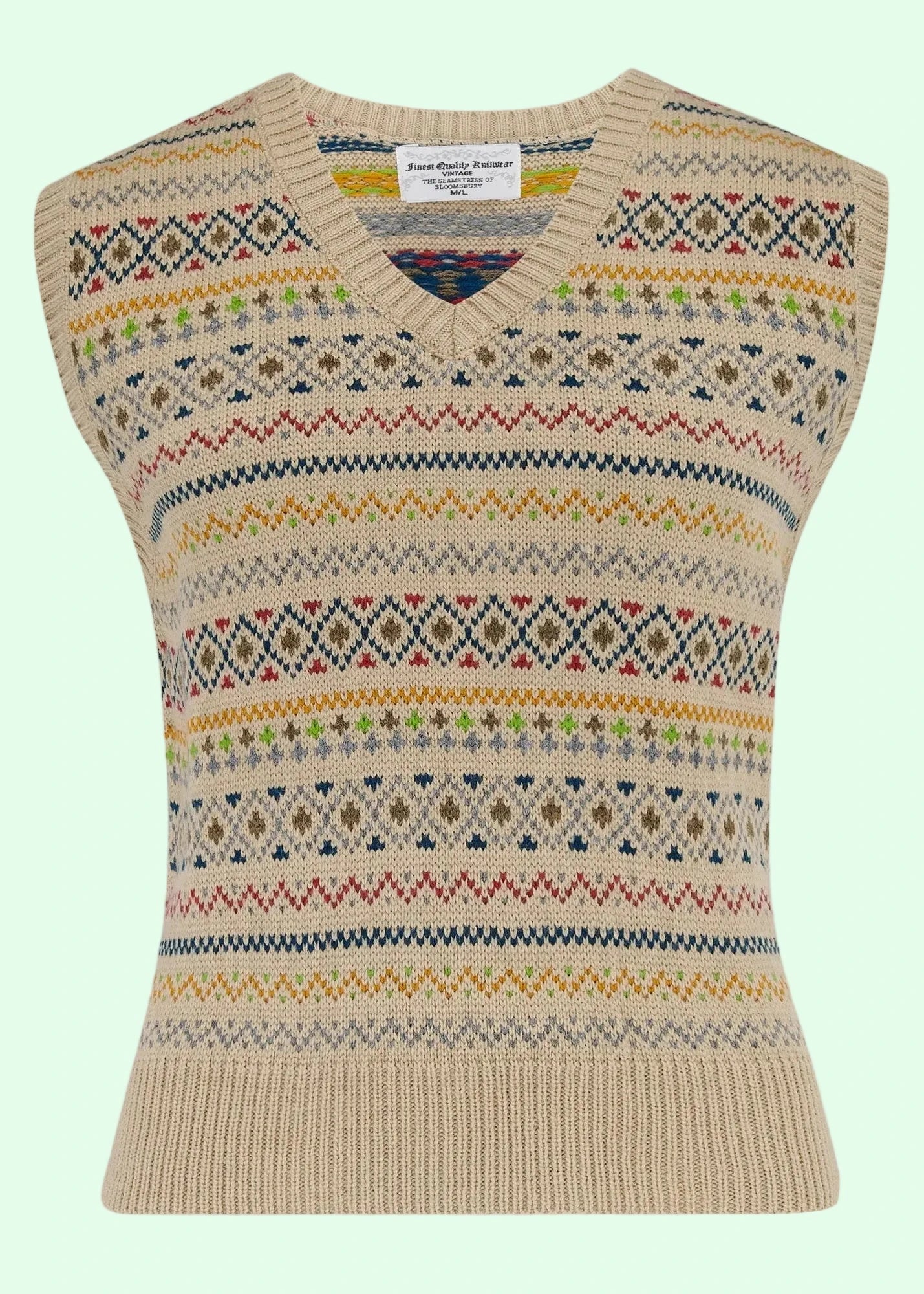 Slipover med fair isle mønster strik Seamstress Of Bloomsbury 