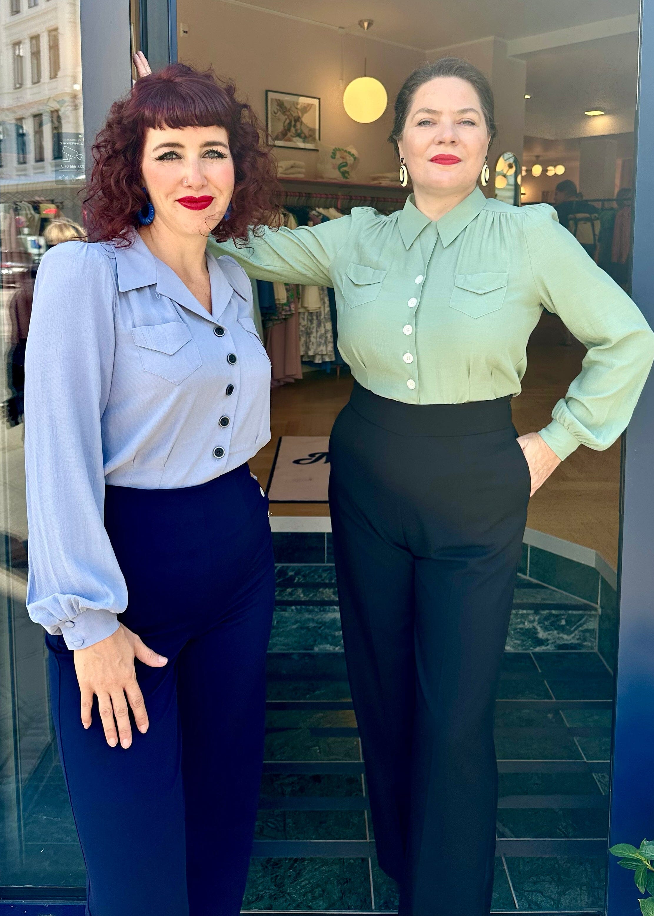 Light green shirt blouse in 1940s style from The House Of Foxy