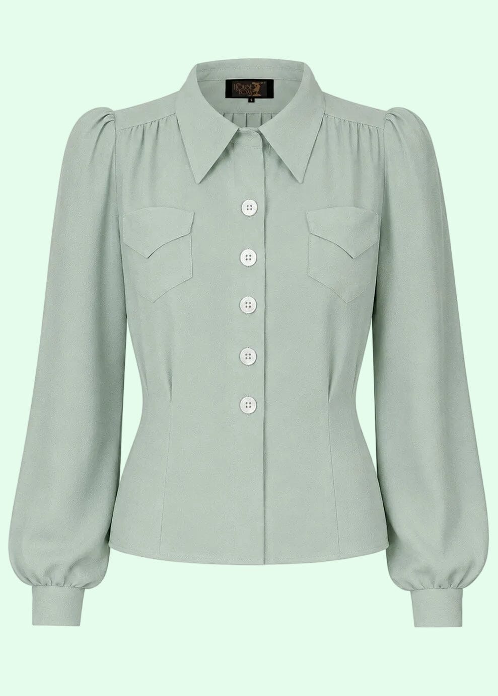 Sweetheart vintage stils skjorte - lys grøn langærmet skjorte House of Foxy 