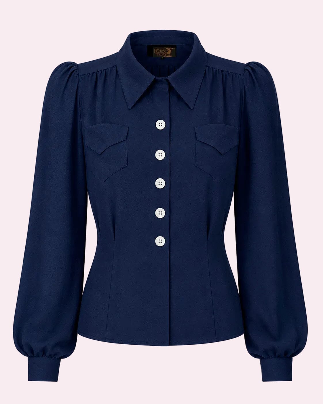 Sweetheart vintage stils skjorte - navy langærmet skjorte House of Foxy 