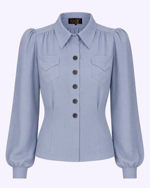 Sweetheart vintage stils skjorte - syren langærmet skjorte House of Foxy 