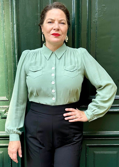 Light green shirt blouse in 1940s style from The House Of Foxy