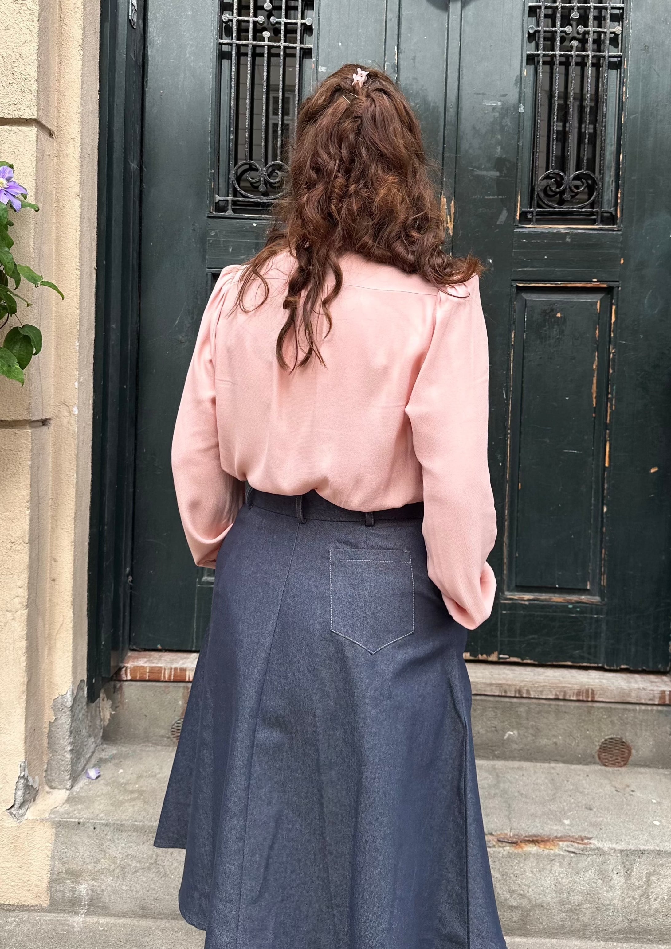 vintage blouse shirt ヴィンテージ くすみピンク Peach Pink Blouse Salmon Vintage Shirt Woman With Buttons Size M