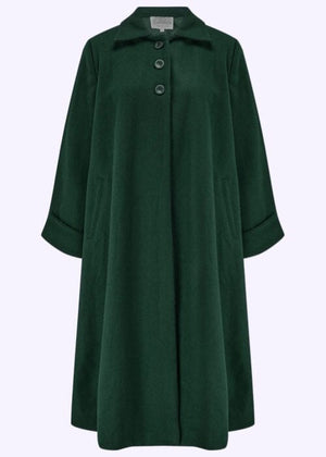 Swing frakke i skovgrøn uld frakke Seamstress Of Bloomsbury 