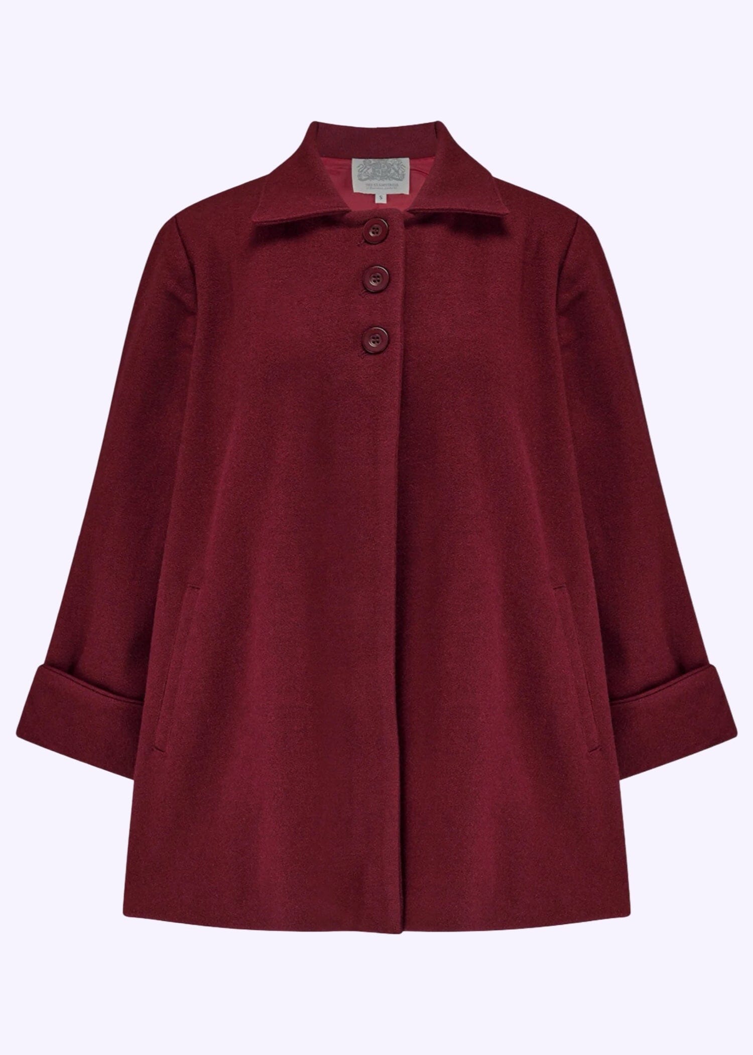 Swing jakke i bordeaux uld frakke Seamstress Of Bloomsbury 