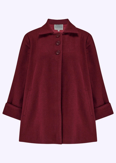 Swing jakke i bordeaux uld frakke Seamstress Of Bloomsbury 