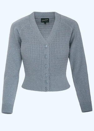 The Cable Knit College Cardigan - Støvet blå cardigan Emmy Design 