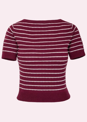 The "Emmy Goes to Paris" Top - Vinrød stribet uld bluse Emmy Design 