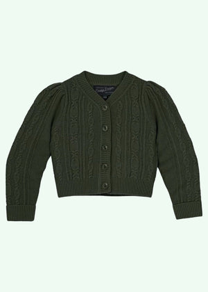 The little Ice Skater Cardigan pine green melange cardigan Emmy Design 