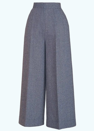 The Palazzo Perfection Pants - Midnight & ivory wool tweed bukser Emmy Design 