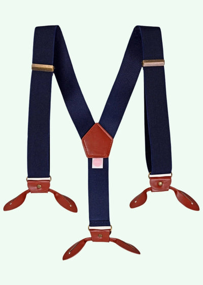 The Sassy Suspenders seler i navy/ cognac -Vegan Accessories Emmy Design 